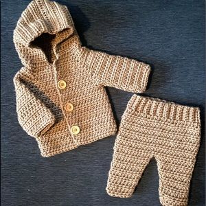 Handmade baby hoodie and pants 0-3 months